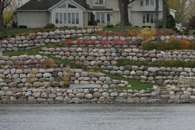 Image: Tier One Landscape boulder retaining walls.