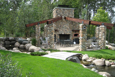 Image: Tier One Landscape sod lawn area and outdoor room.